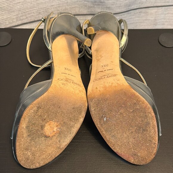 Jimmy Choo Metallic Silver Strappy Stiletto Heels Size 39.5 - Picture 4 of 4